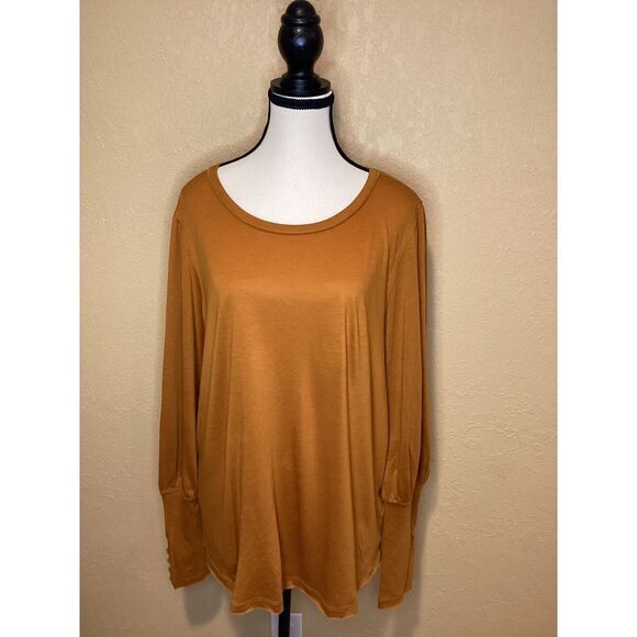 Sundance Crewneck Long Sleeve Shirt lantern sleeve Women's XL in Rust - Picture 1 of 9